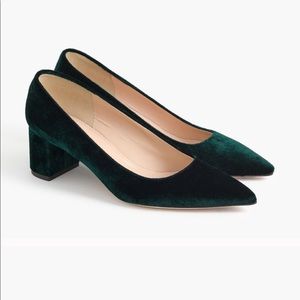 Emerald Green Velvet J.Crew Pumps- 7.5